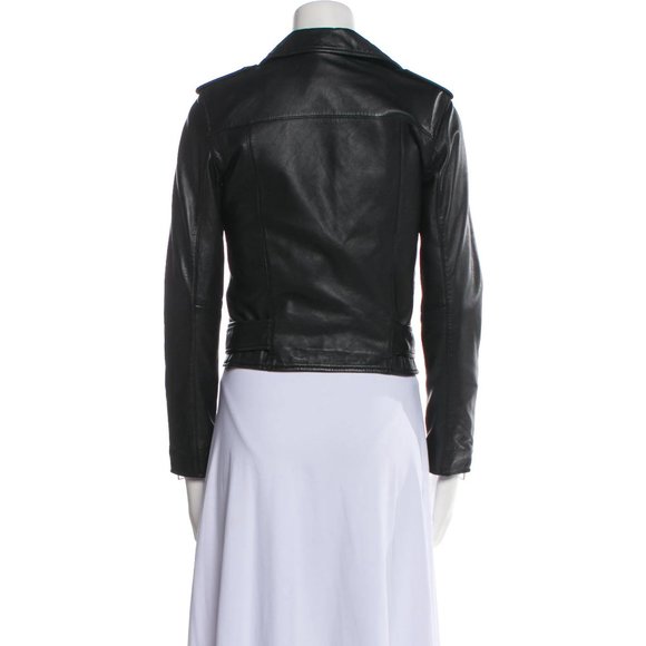 AllSaints Leather Biker Jacket Black Size 2 - Picture 3 of 3